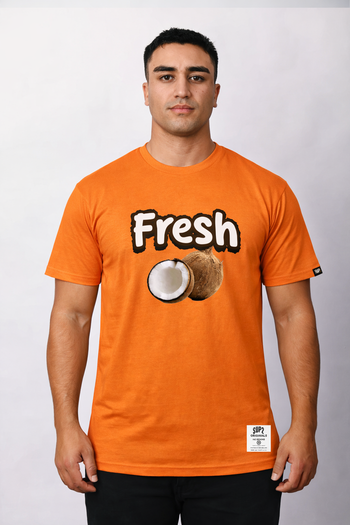 Fresh Coconut Tee- Texas Orange