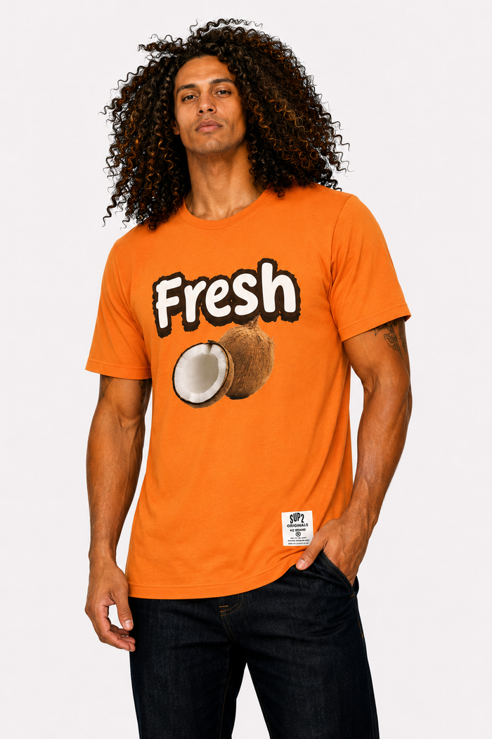 Fresh Coconut Tee- Texas Orange