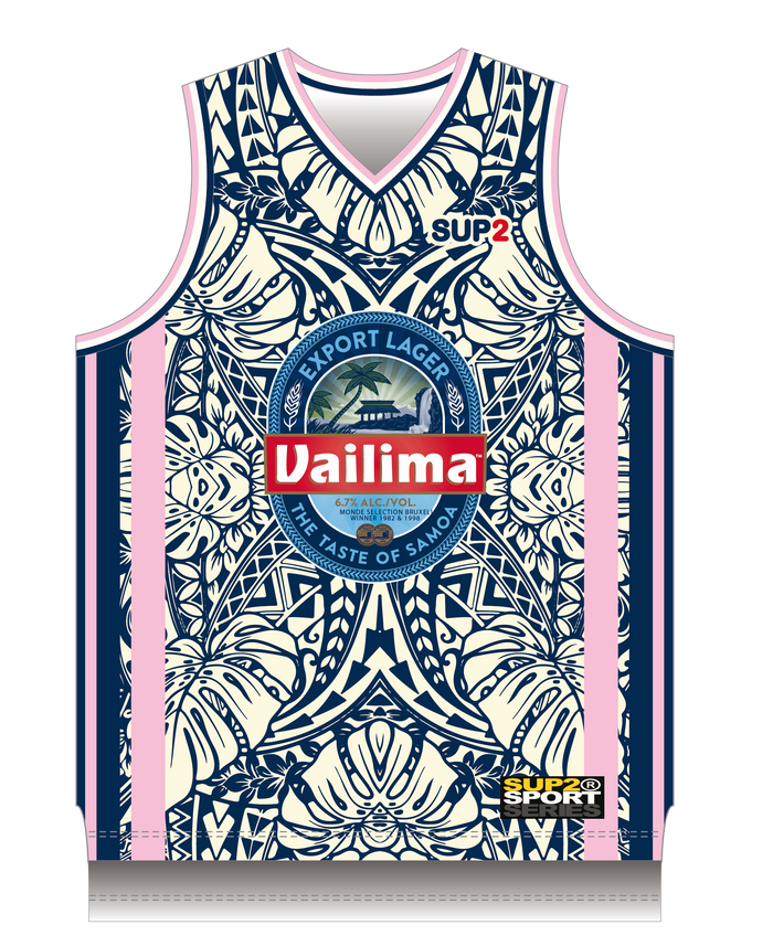 Vailima Pink Tapa Basketball Singlet