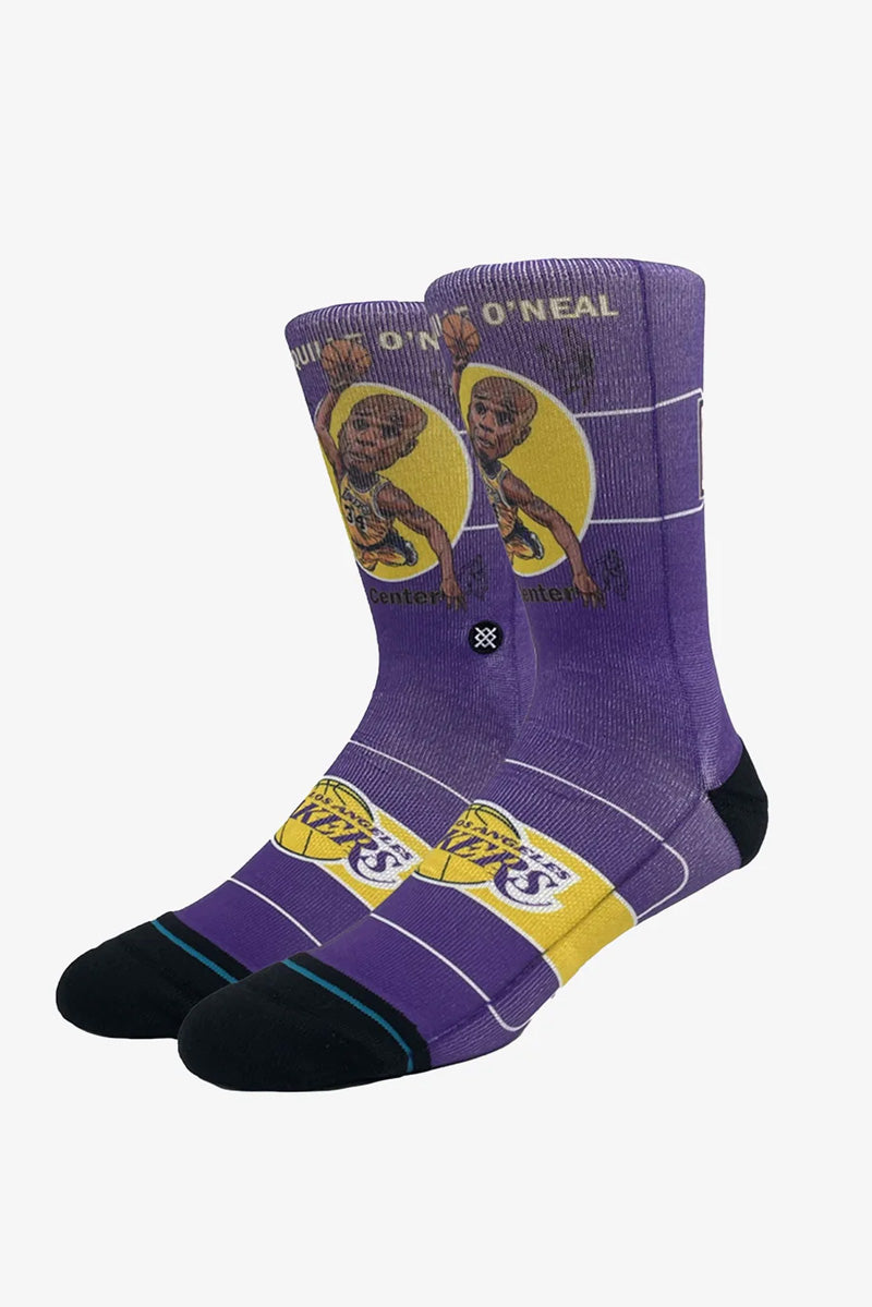 Stance Shaq Retro Bighead NBA Socks featuring Shaquille O'Neal's cartoon face design and bold team colors.