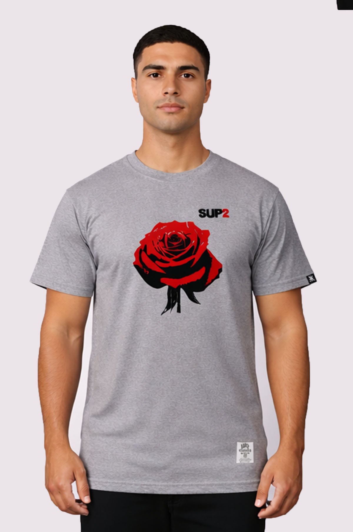 Pop Rose Tee- Grey